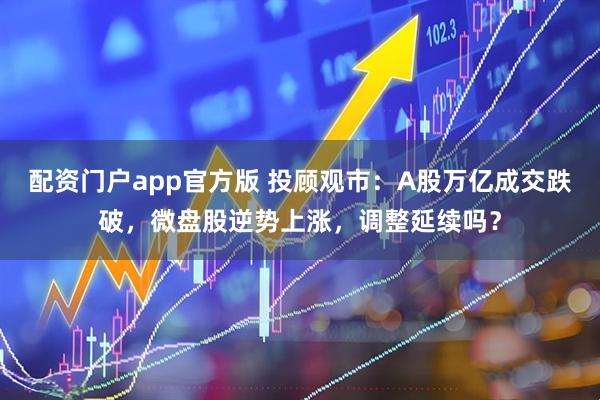 配资门户app官方版 投顾观市：A股万亿成交跌破，微盘股逆势上涨，调整延续吗？